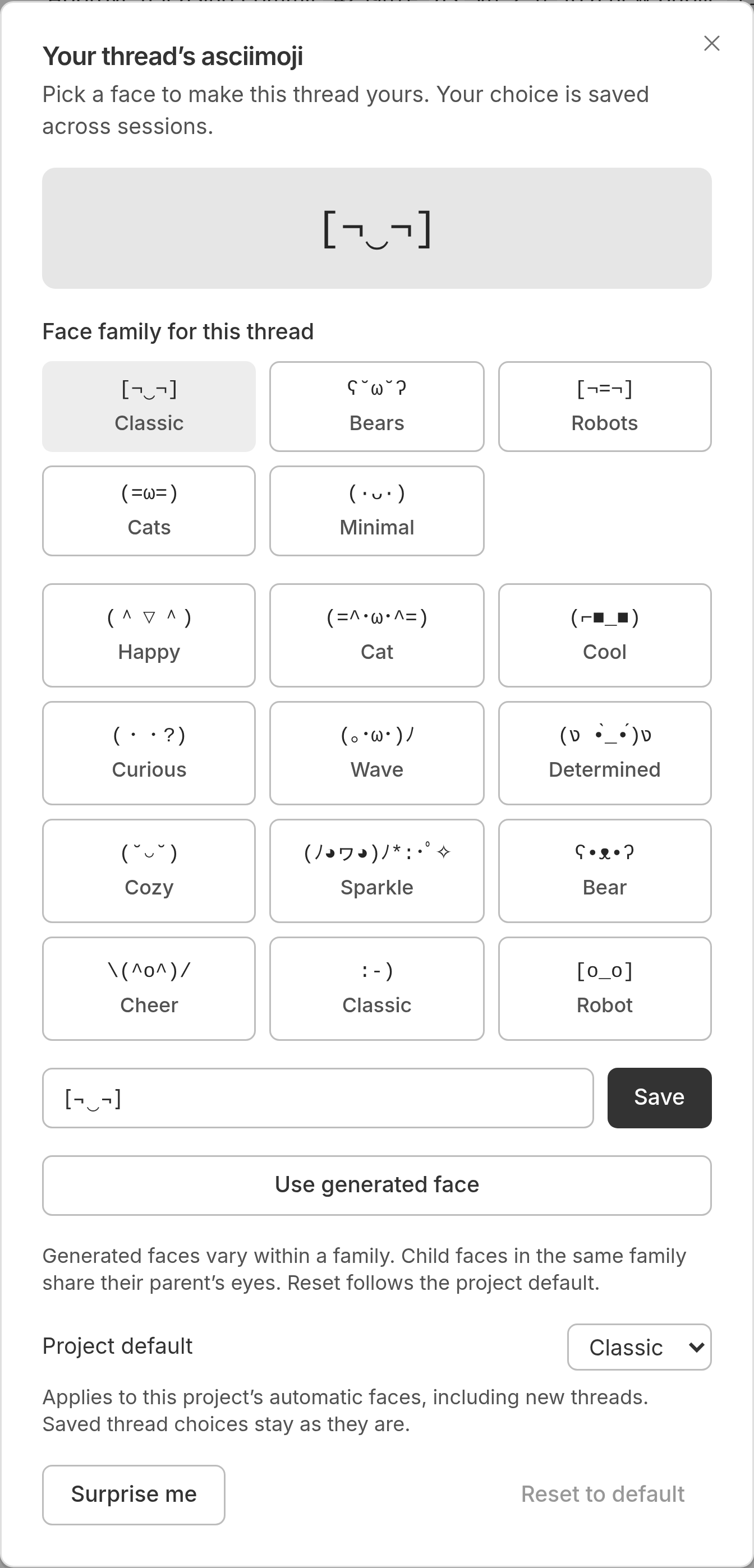 Asciimoji screenshot 1
