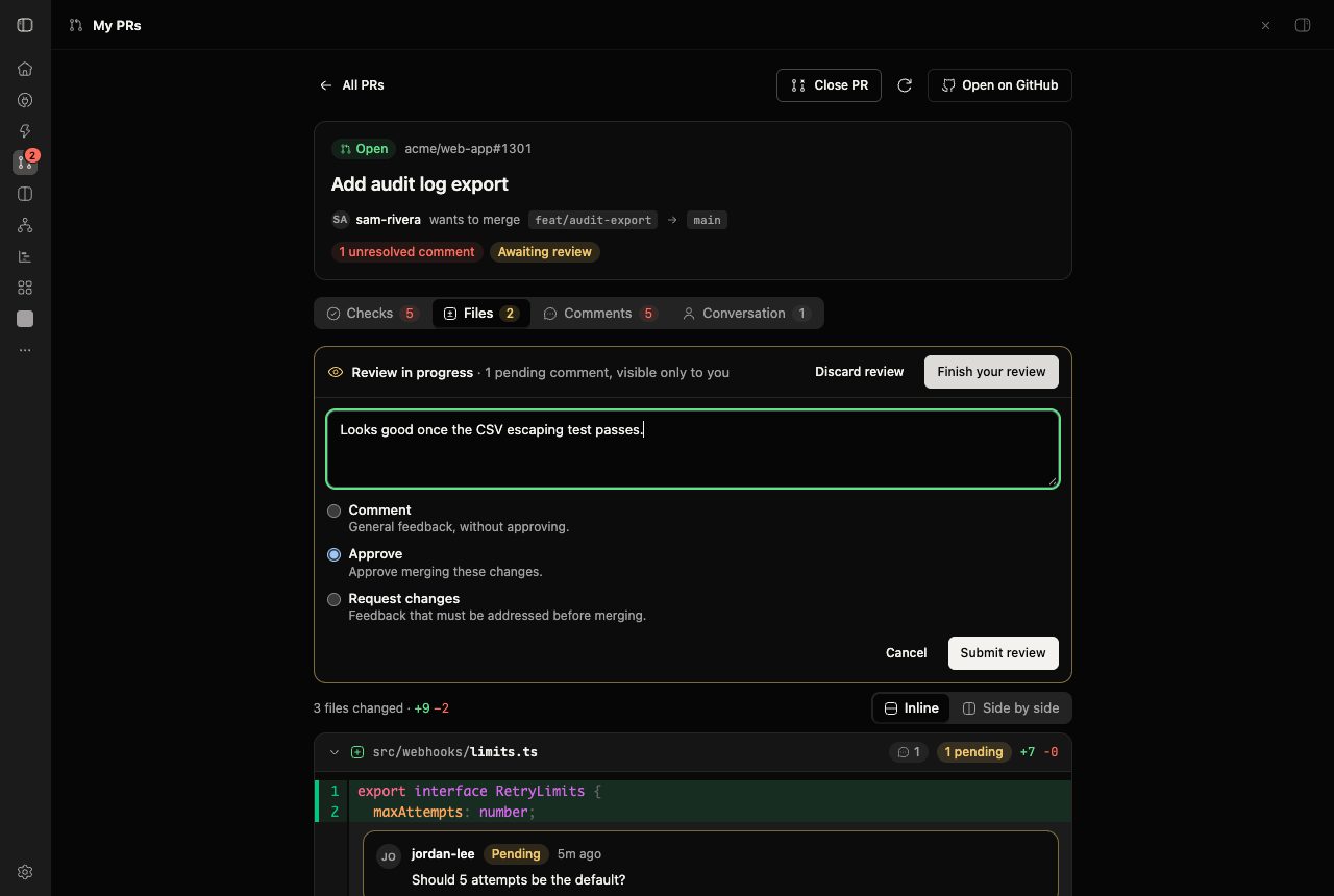 GitHub PR Dashboard screenshot 3
