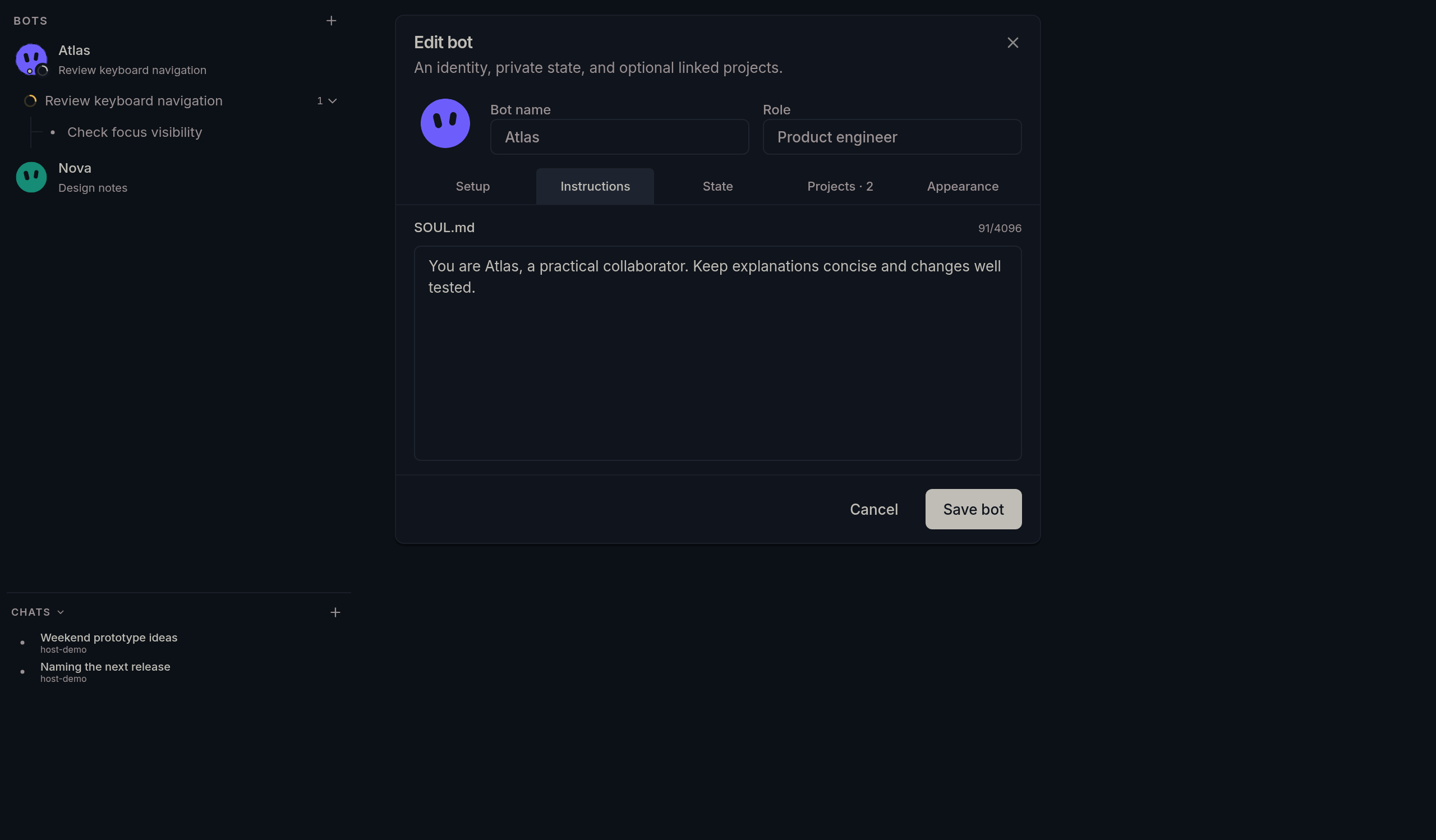 Bots Sidebar screenshot 1