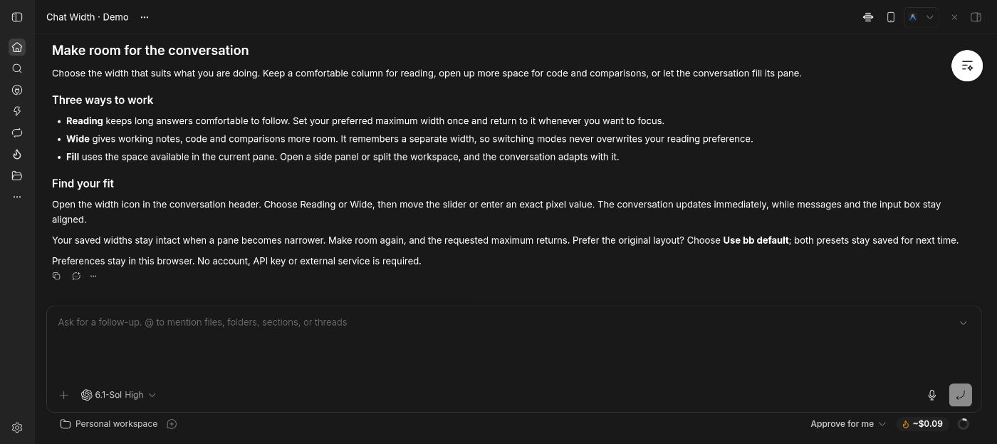 Chat Width screenshot 2