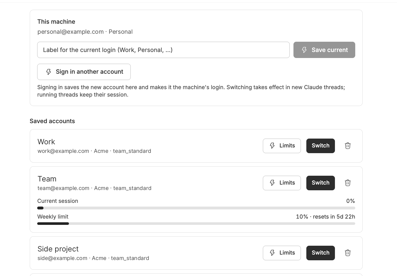 Fast Switch Accounts screenshot 1