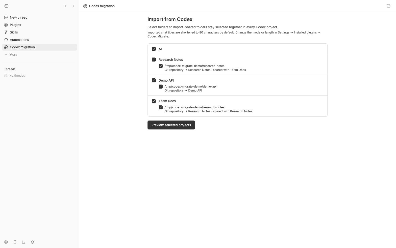 Codex Migrate screenshot 1