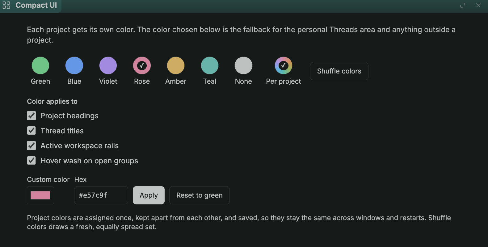Compact UI screenshot 1