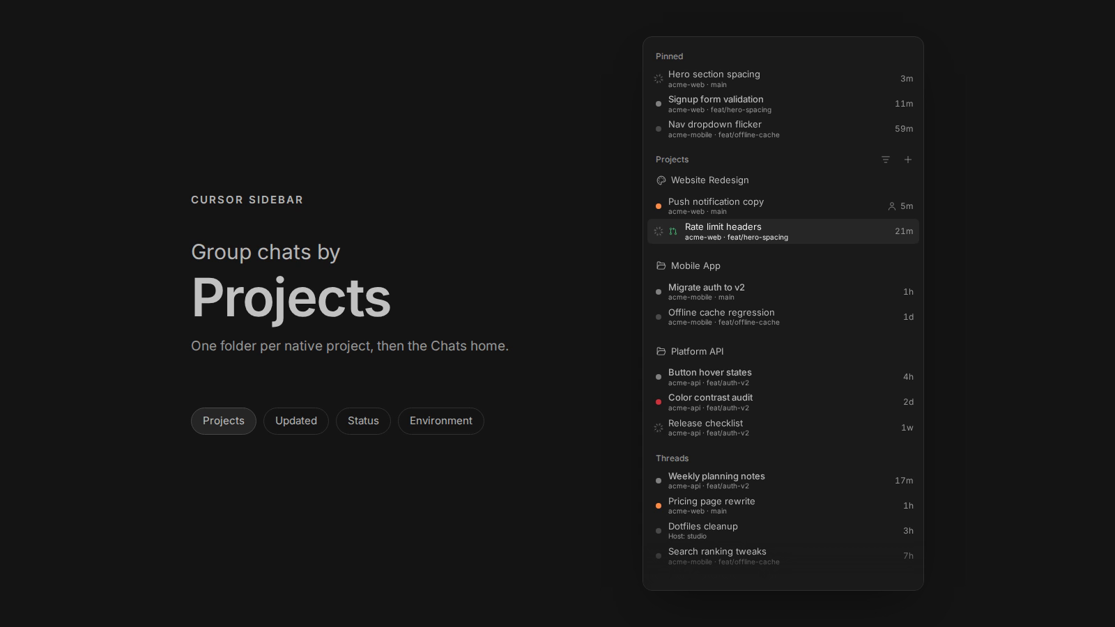 Cursor Sidebar screenshot 1