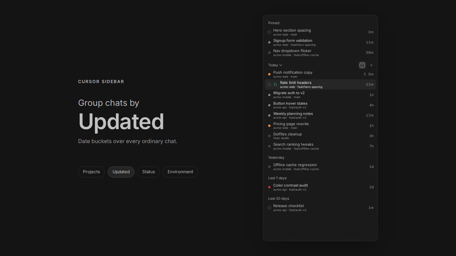 Cursor Sidebar screenshot 2
