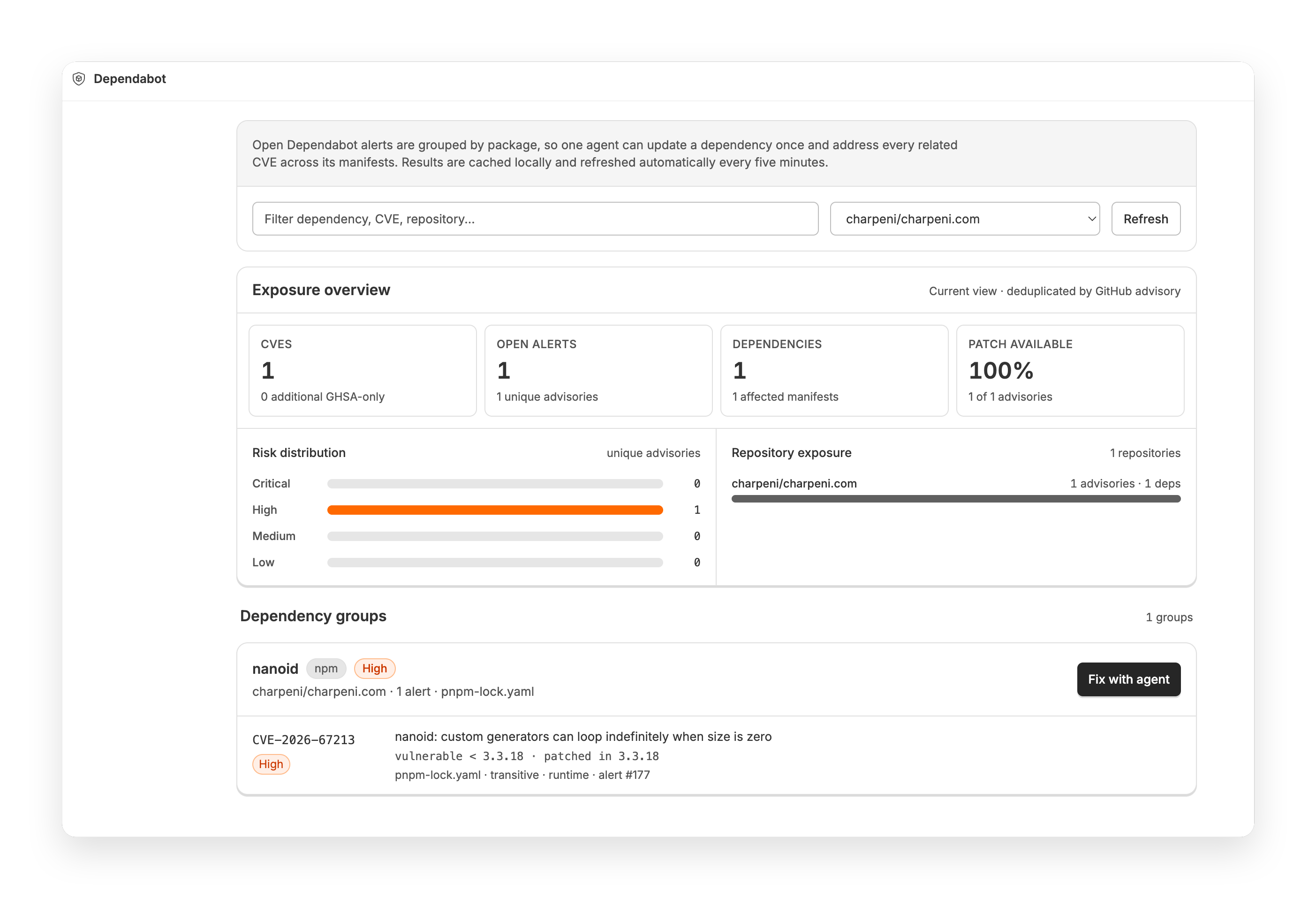 Dependabot screenshot 1
