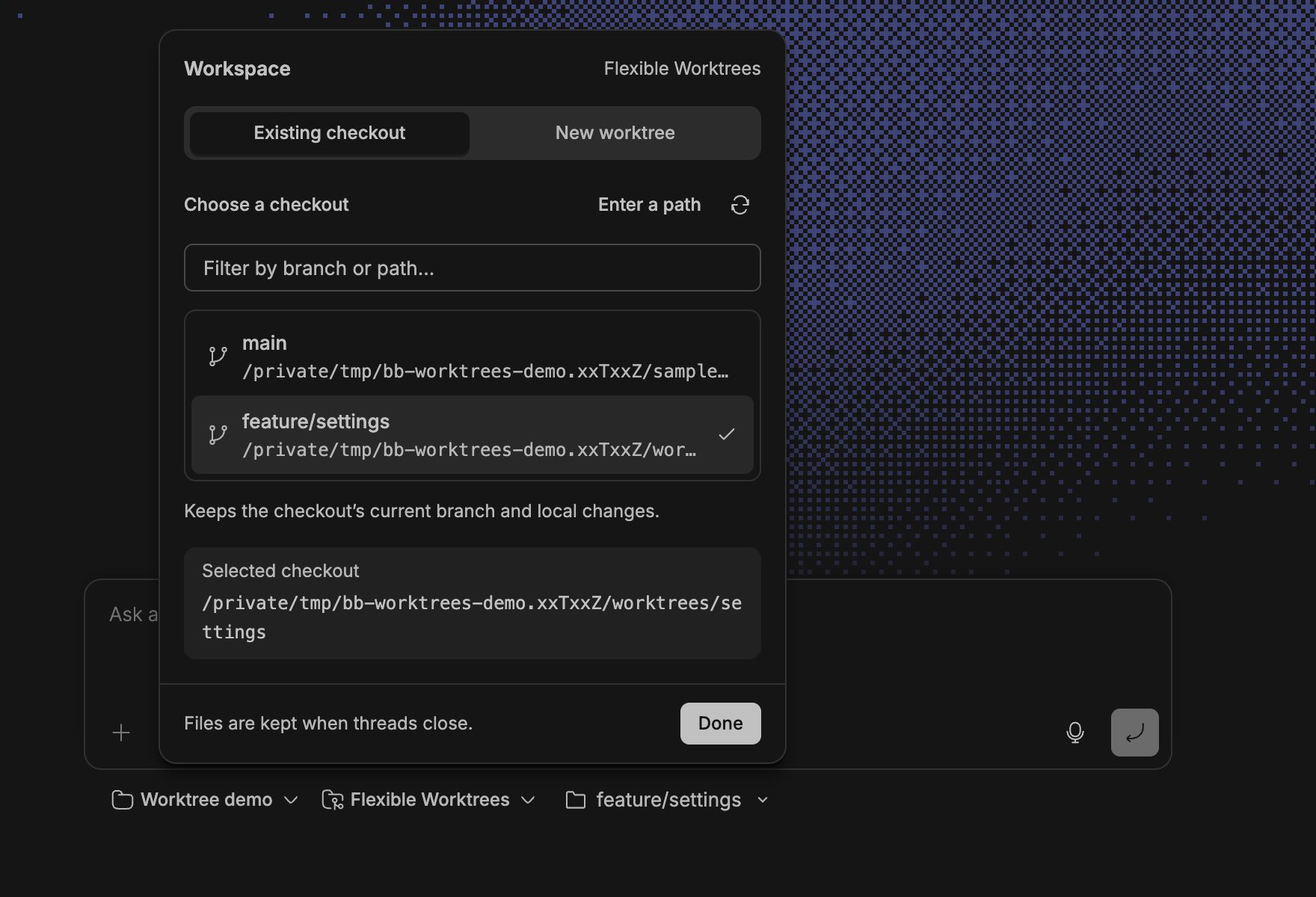 Flexible Worktrees screenshot 2