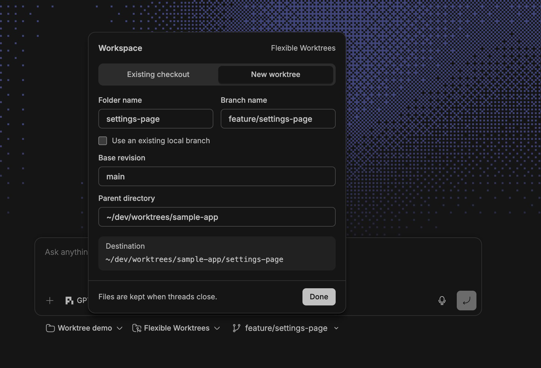 Flexible Worktrees screenshot 1