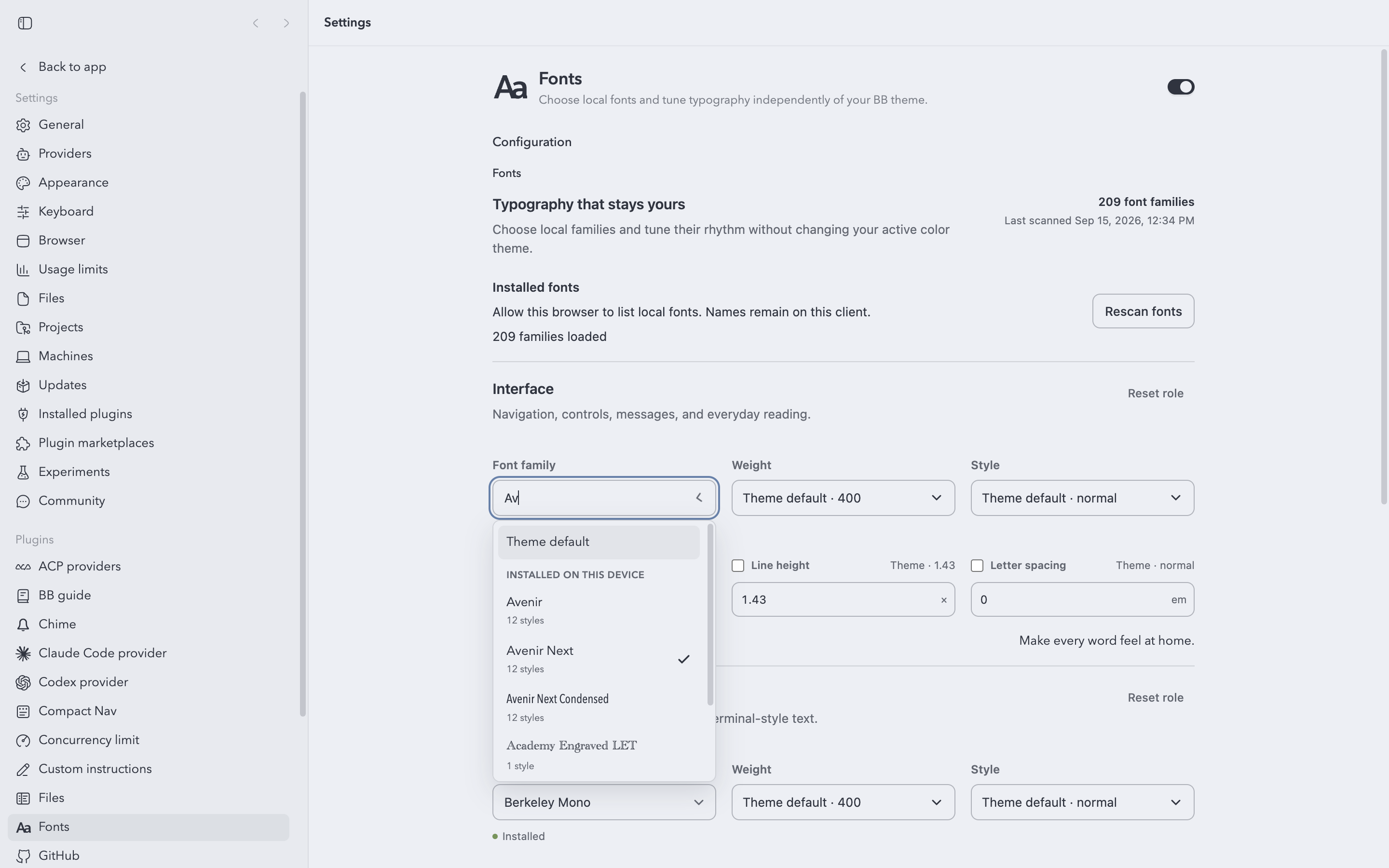 Fonts screenshot 2
