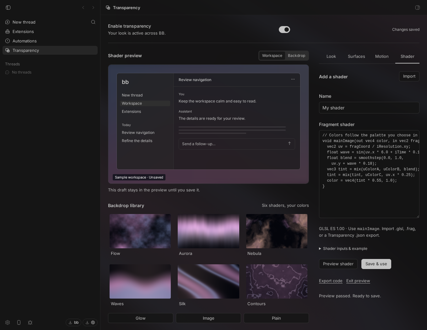 Transparency screenshot 2