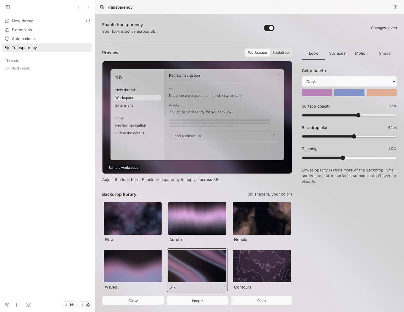 Transparency screenshot 3