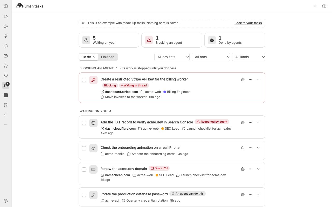 Human tasks screenshot 1