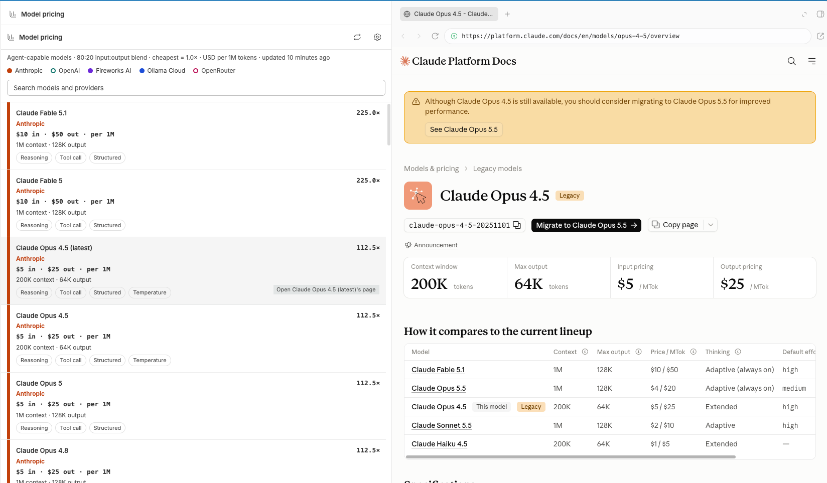 Model Pricing screenshot 2