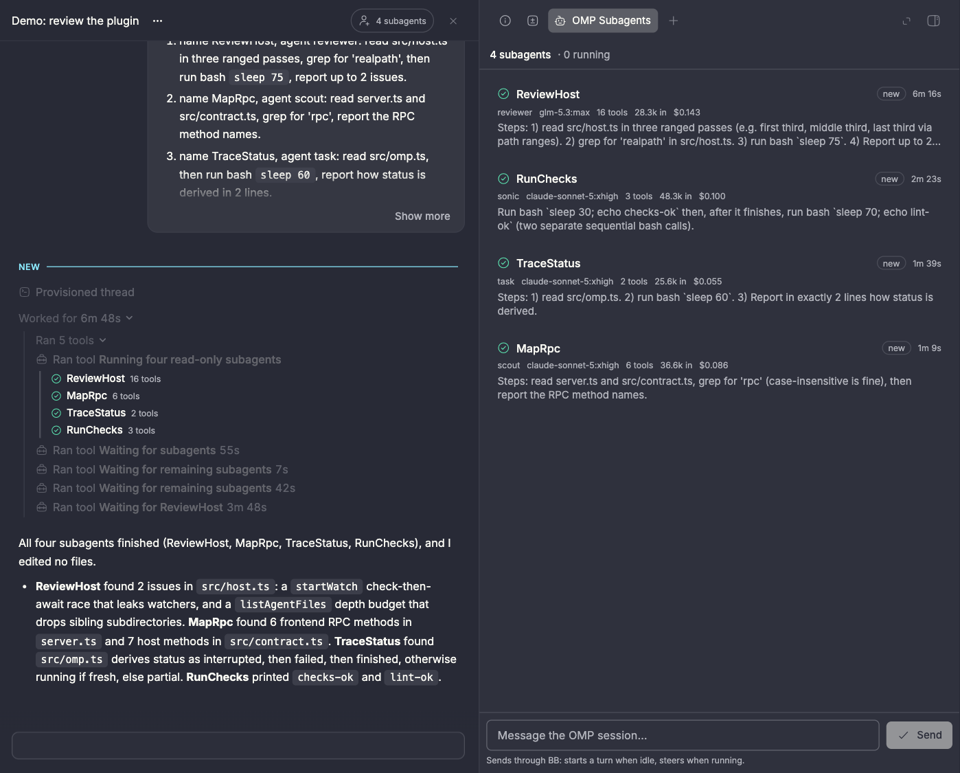 OMP Subagents screenshot 1