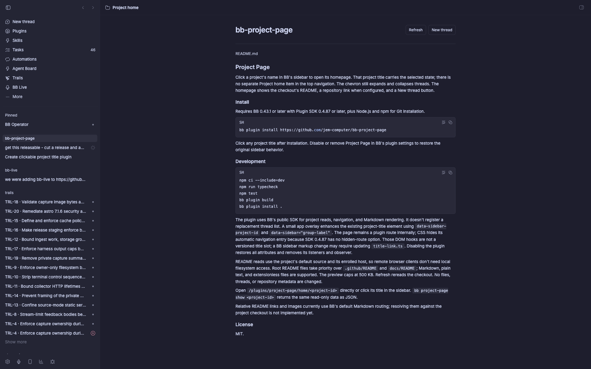 Project Page screenshot 2
