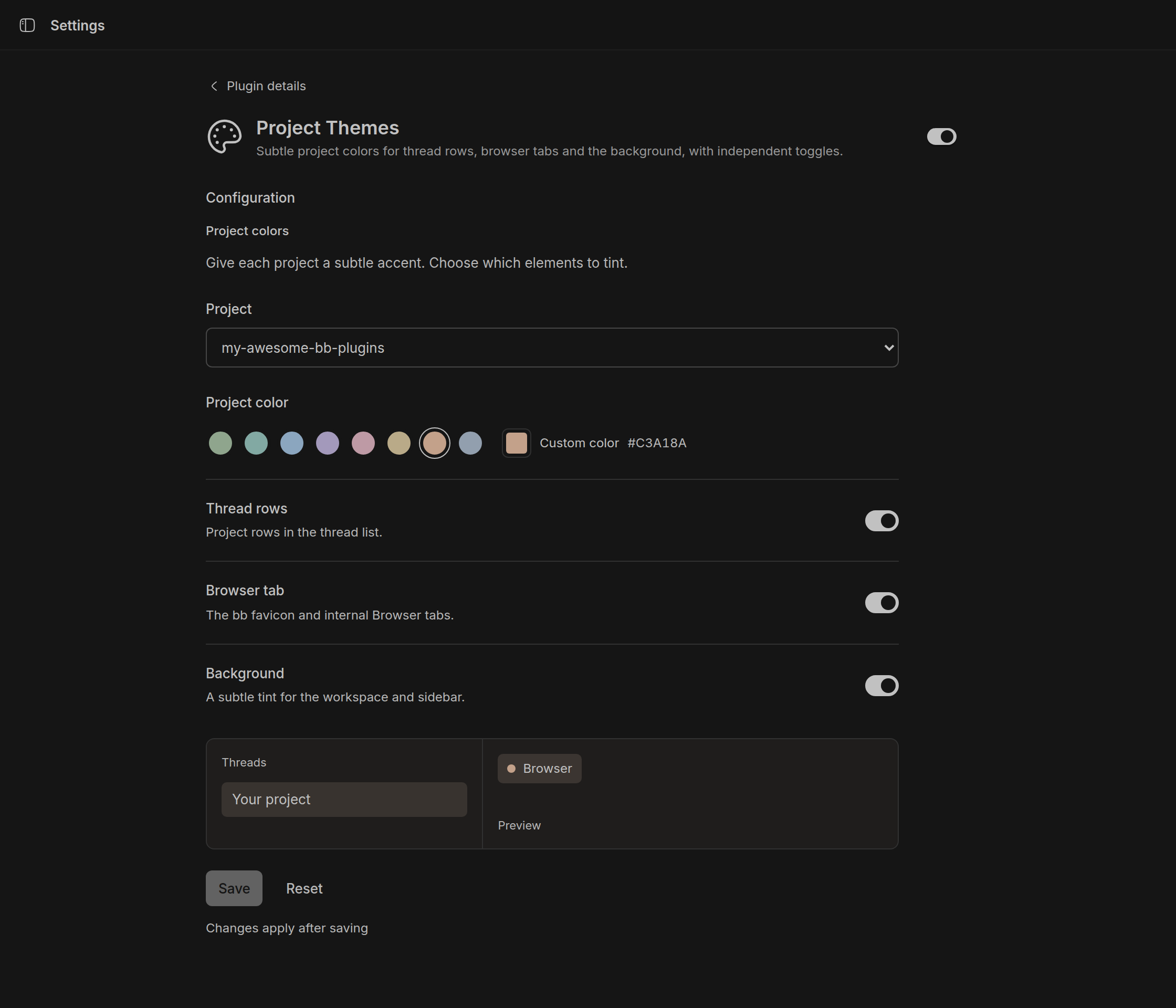 Project Themes screenshot 2