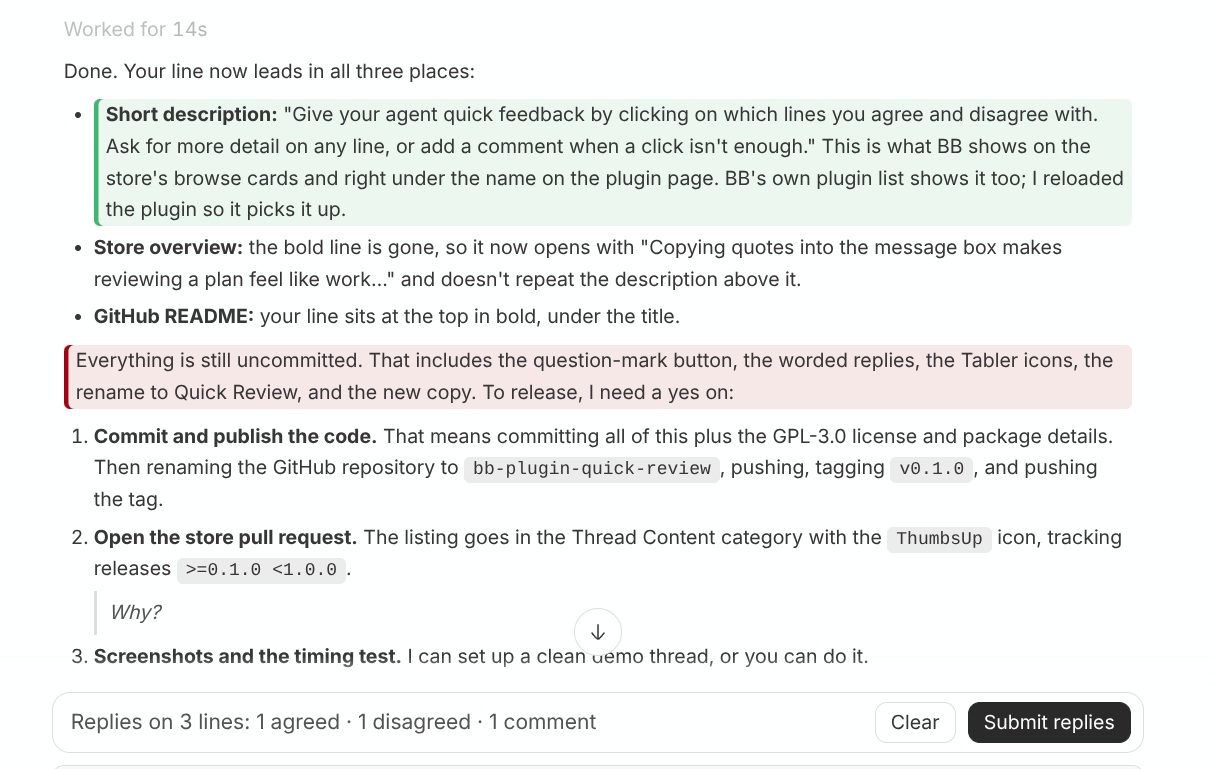 Quick Reply screenshot 2