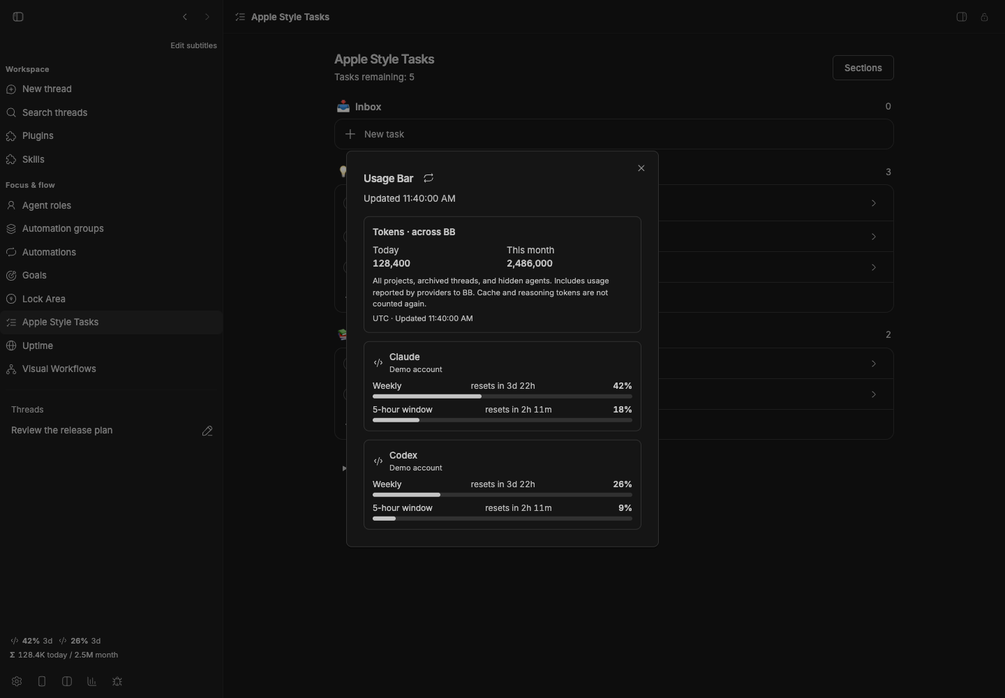 Usage Bar screenshot 2