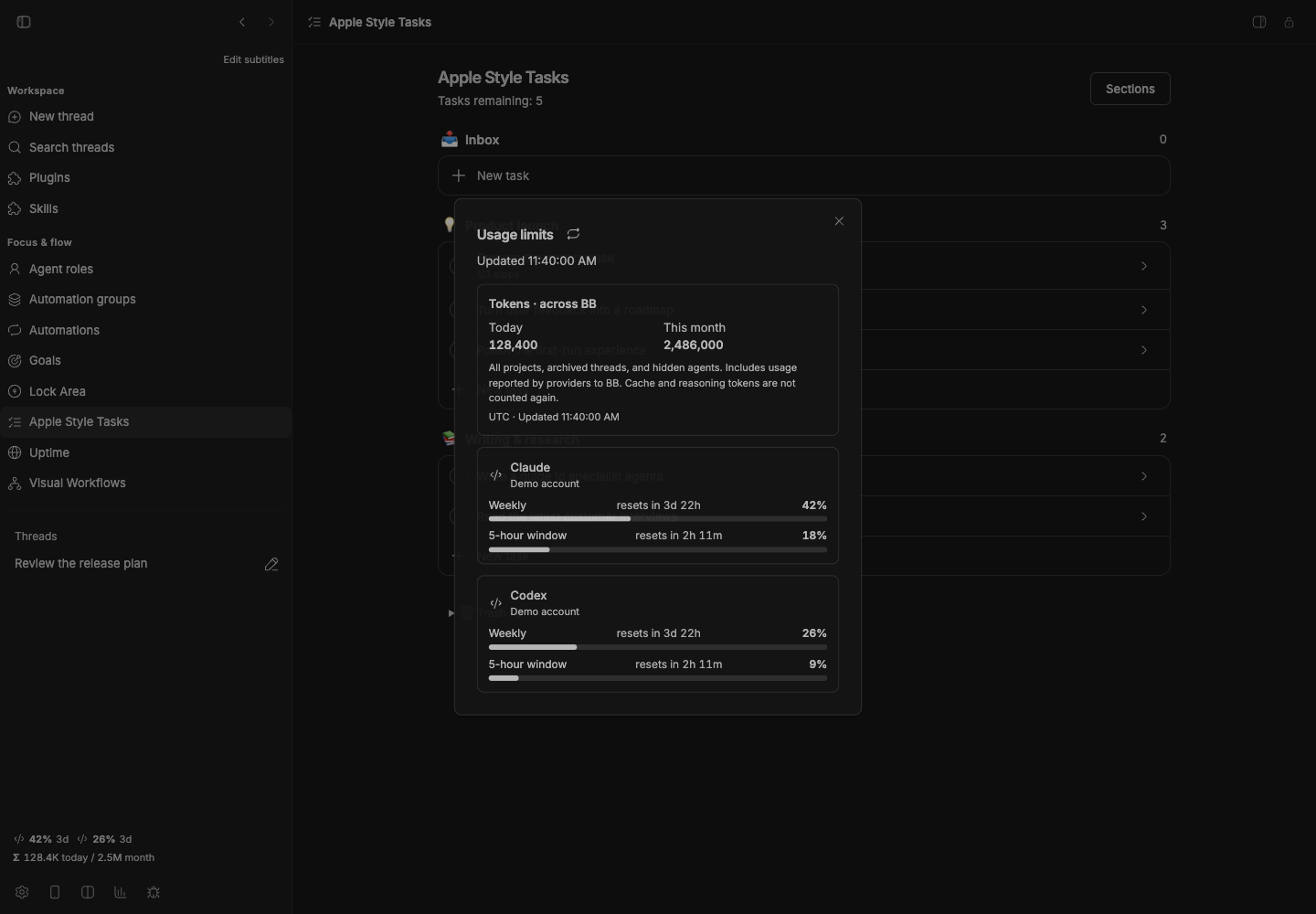 Usage Limits screenshot 1