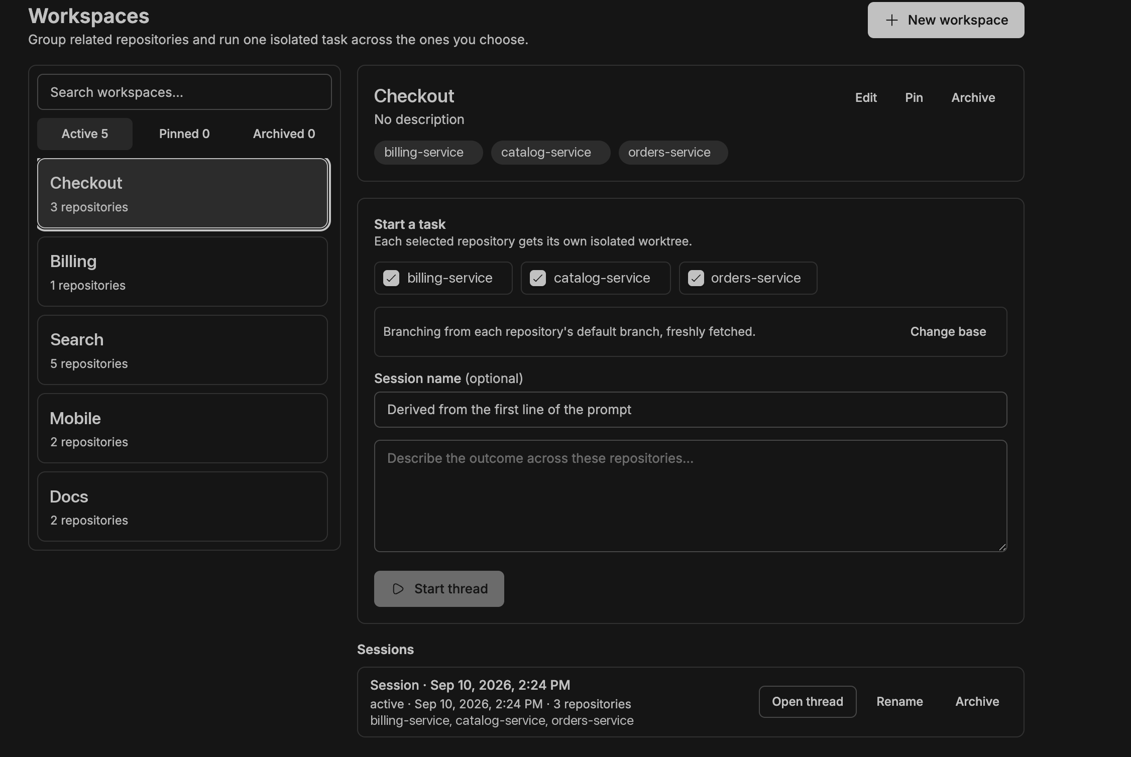 Workspaces screenshot 1